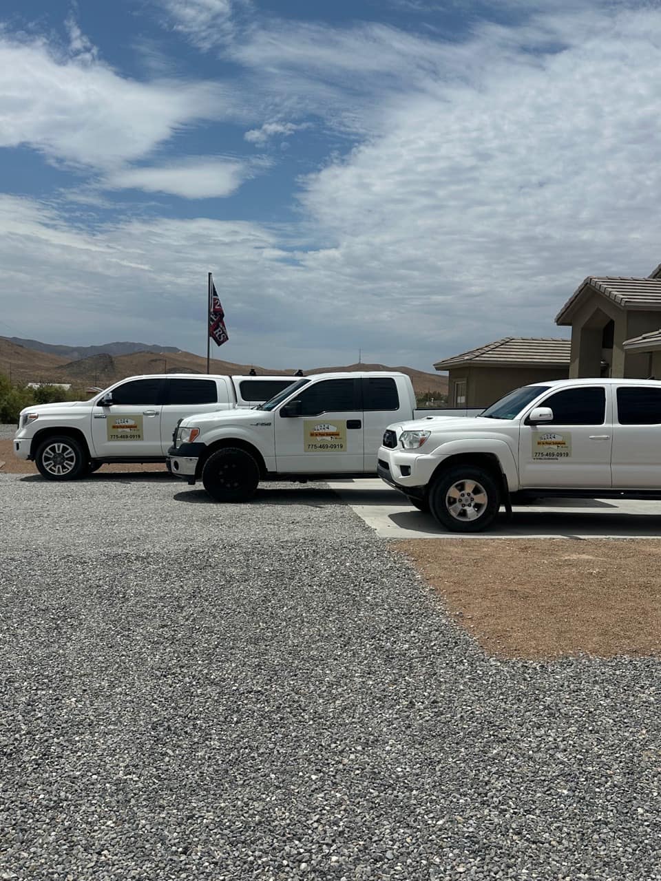 All In Pest Solutions service trucks ready for a job in the Pahrump valley